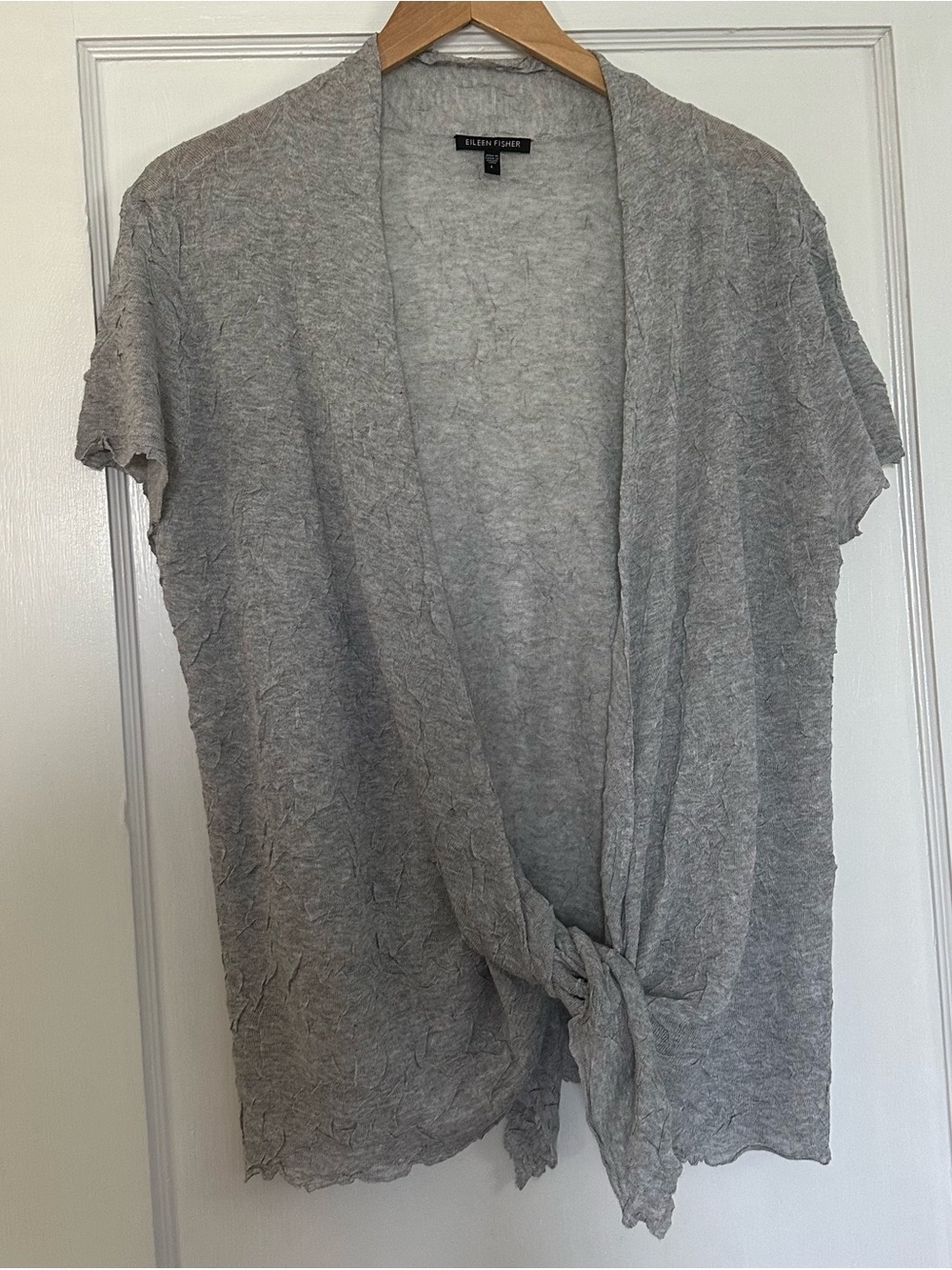 Eileen Fisher Light Gray Cap Sleeve cardigan sz L